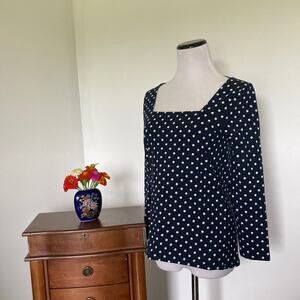 J. Crew Navy Square Neck Polka Dot Pullover, Size XS